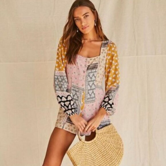 Forever 21 Pants - Light Patchwork Romper Forever 21